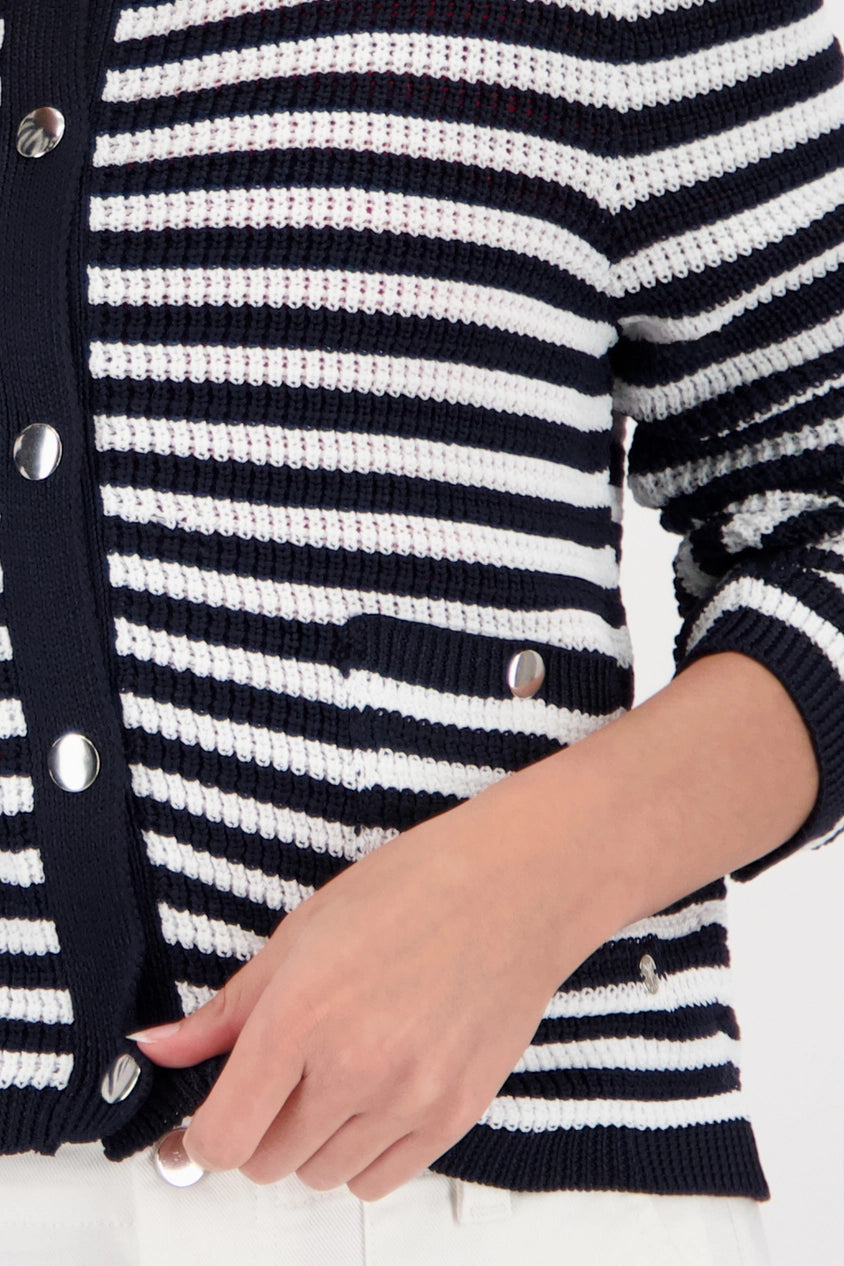 Striped Cardigan Jacket Navy