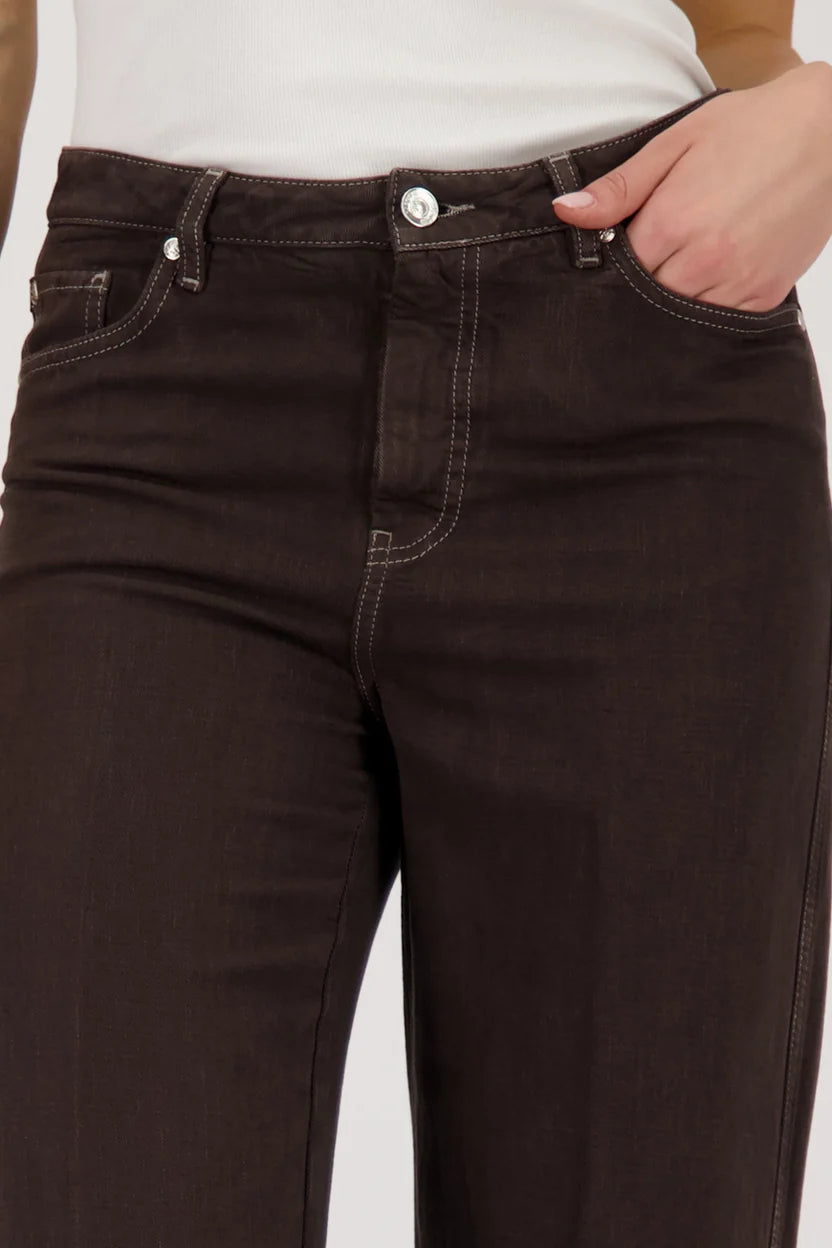 Contrast Seam Pants Brown