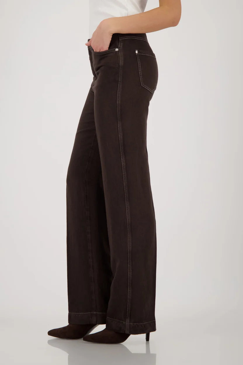 Contrast Seam Pants Brown