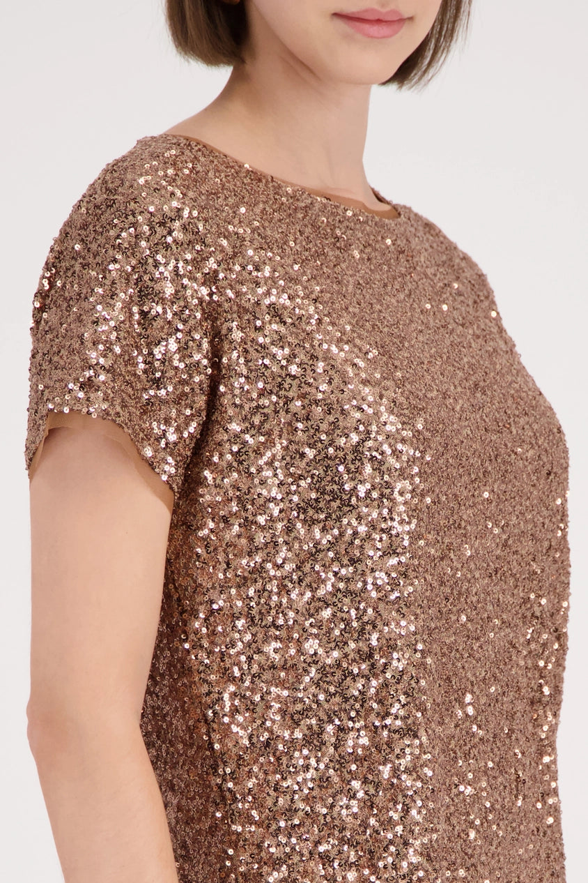 All-Over Sequin T-Shirt Mocca