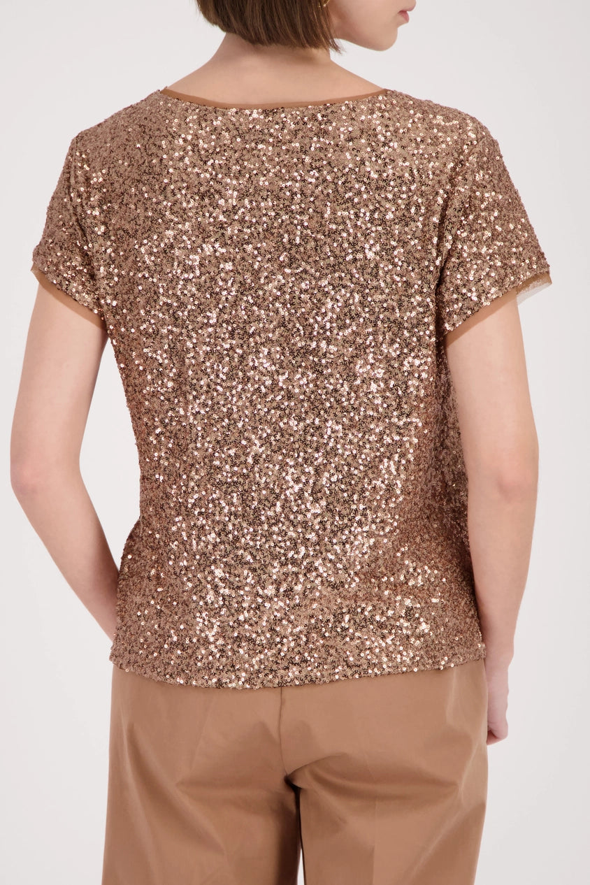 All-Over Sequin T-Shirt Mocca