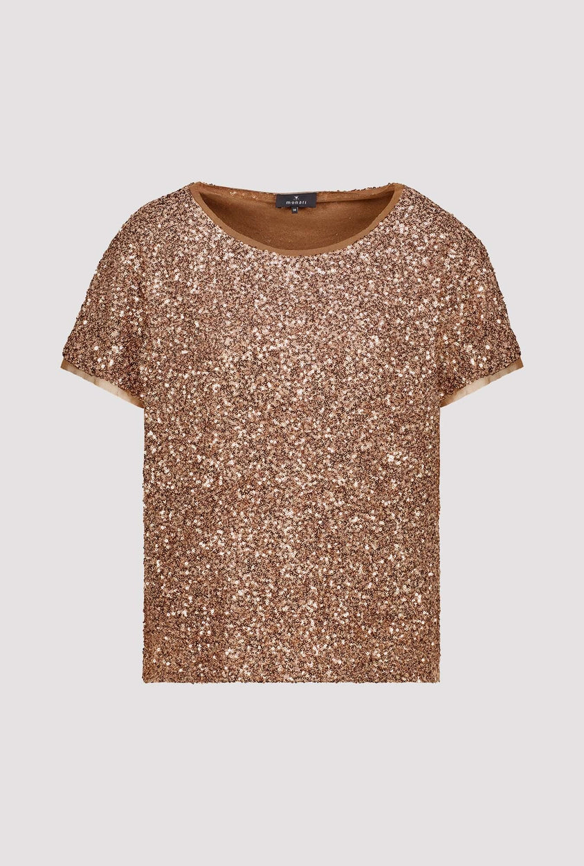 All-Over Sequin T-Shirt Mocca