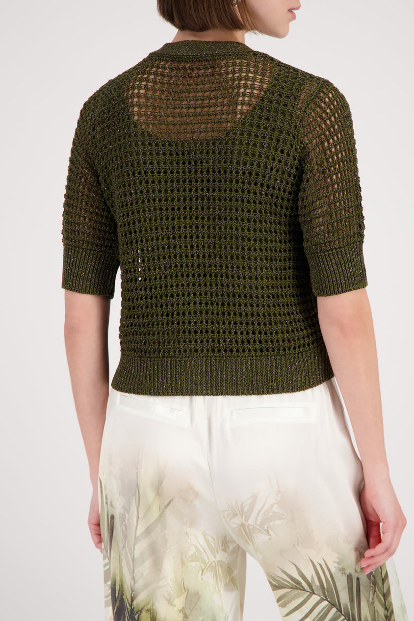 Knitted Jacket Shiny Ribbons Olive