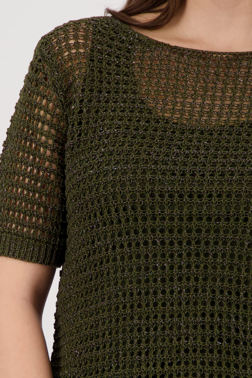 Shiny Ribbon Sweater Olive