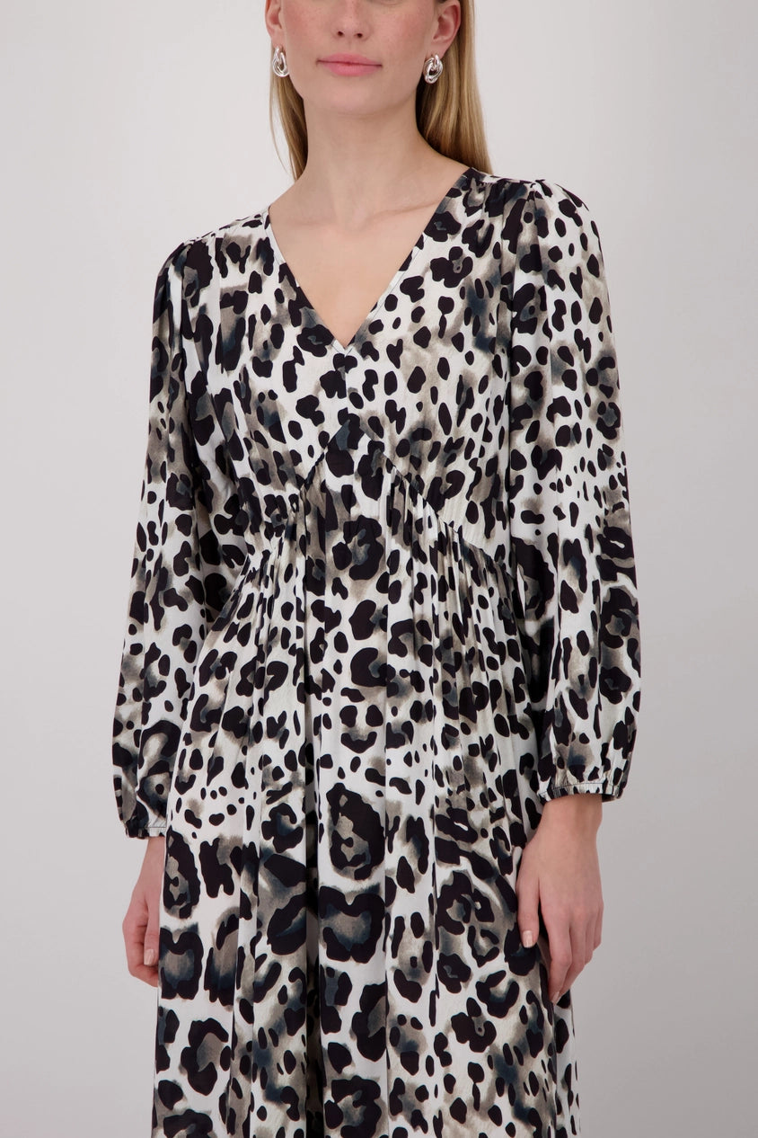 All-Over Leo Print Dress Coffee
