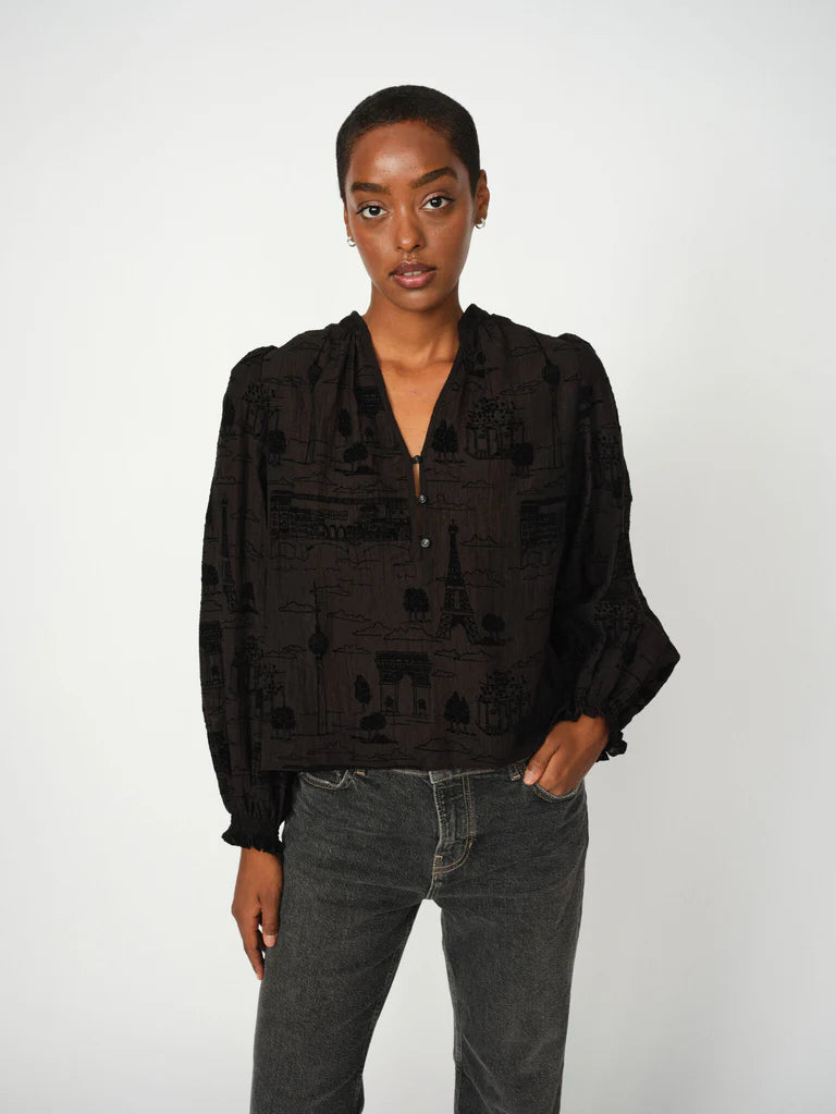 TAZZIN TALE LIGHT BLOUSE BLK