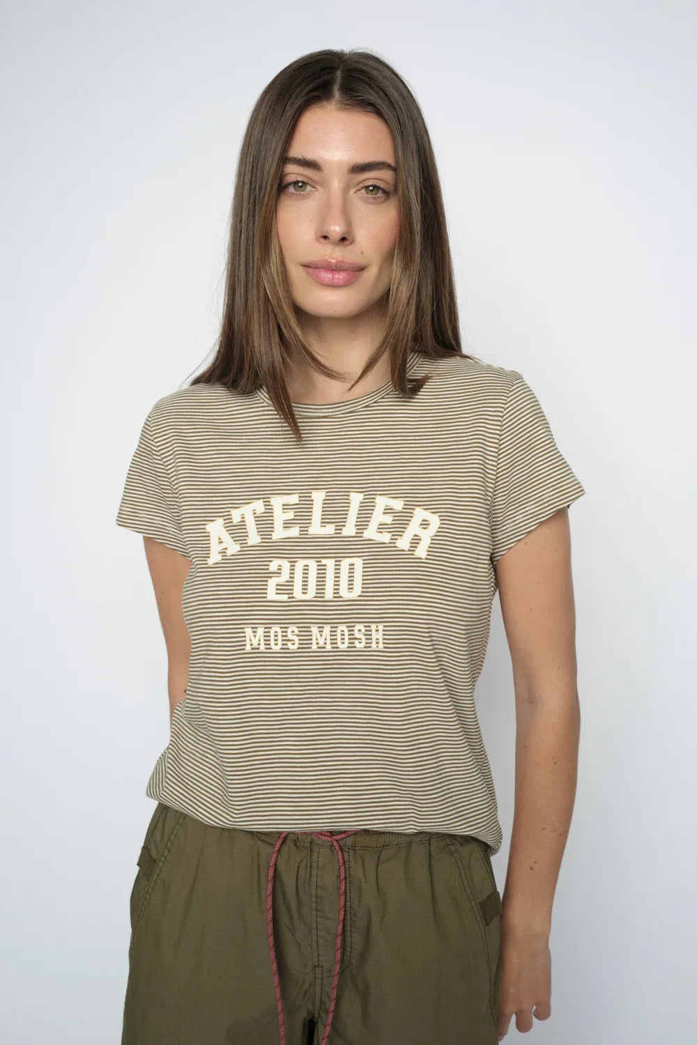 Camp O-SS Stripe Tee Burnt Olive