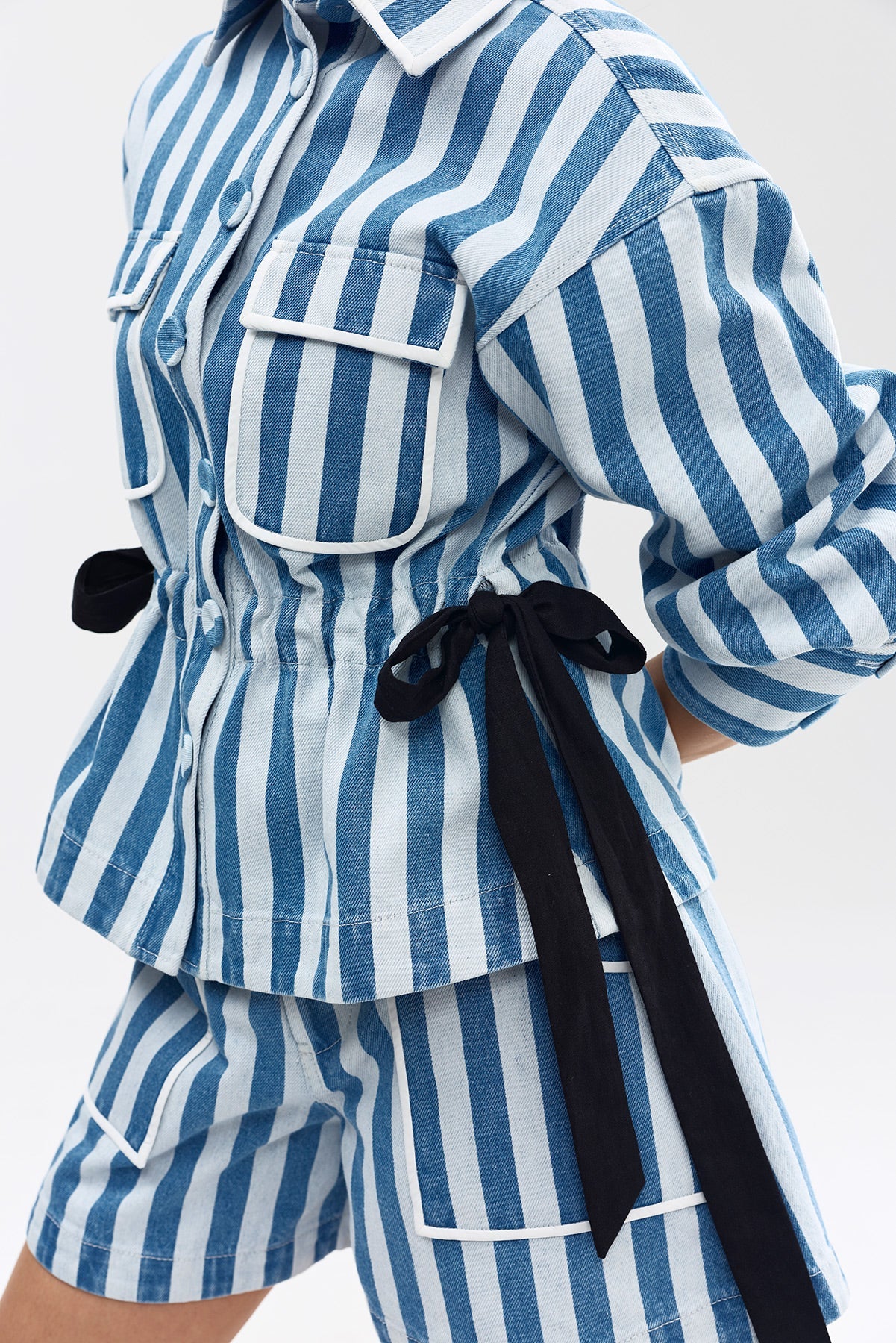 Darcey Jacket Powder Denim Stripe