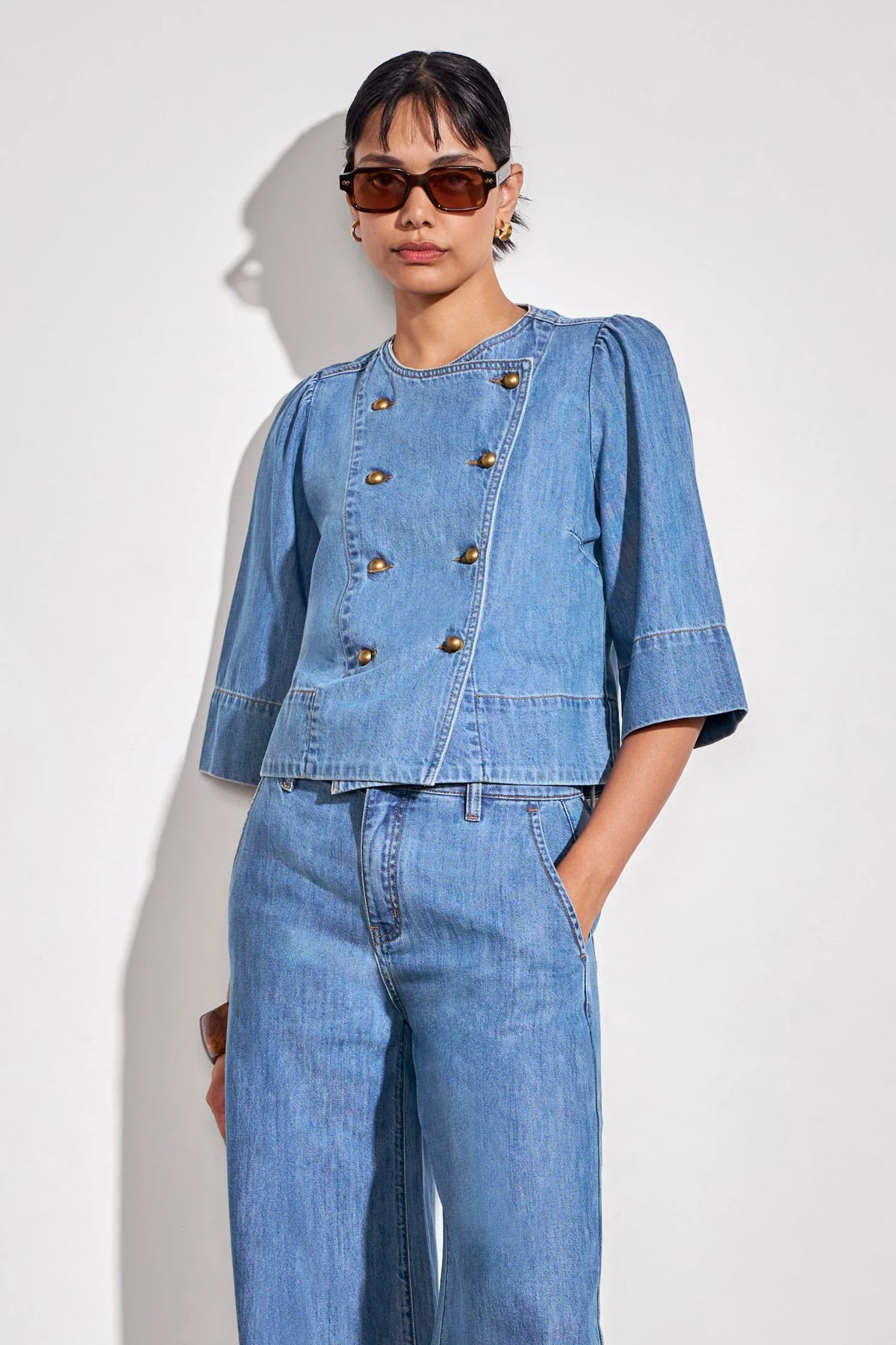 Plunge Jacket Mid Wash Denim
