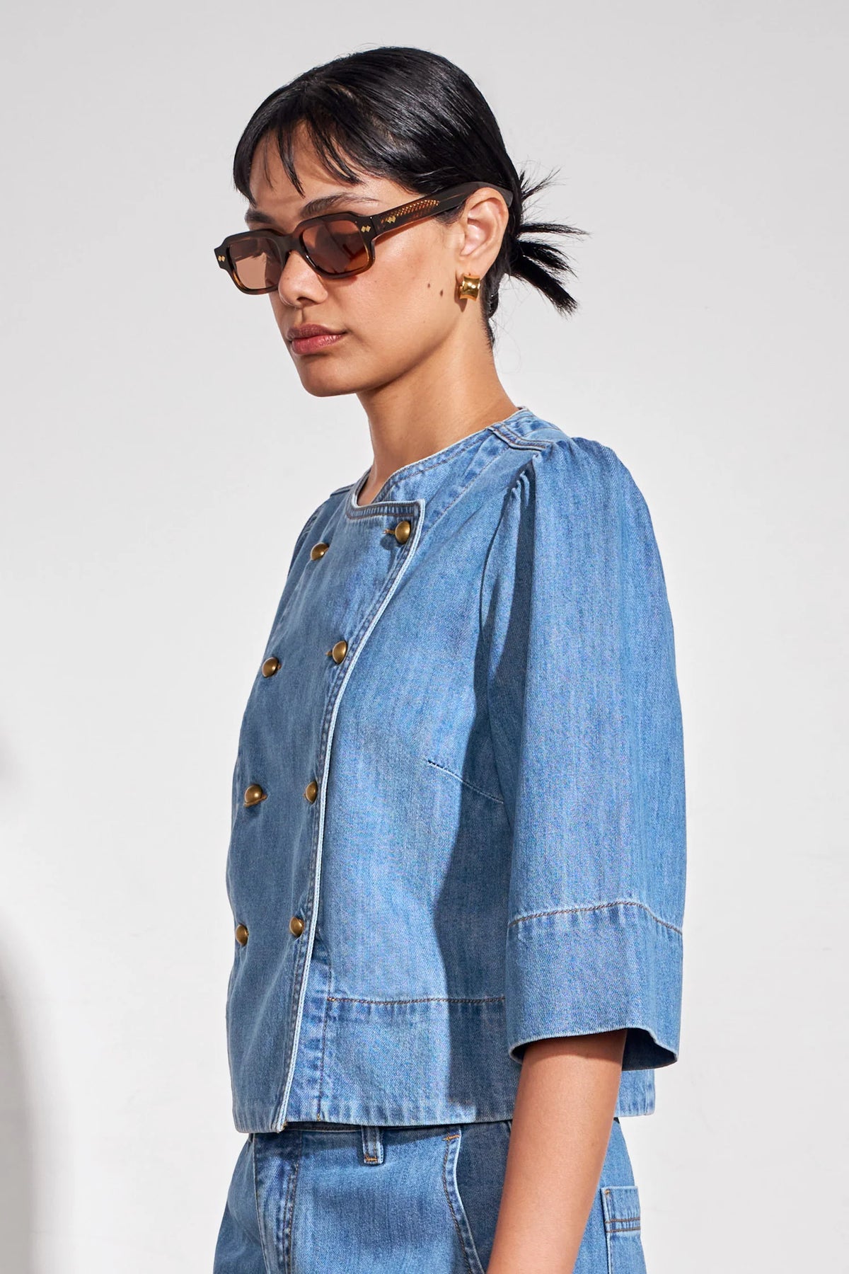 Plunge Jacket Mid Wash Denim