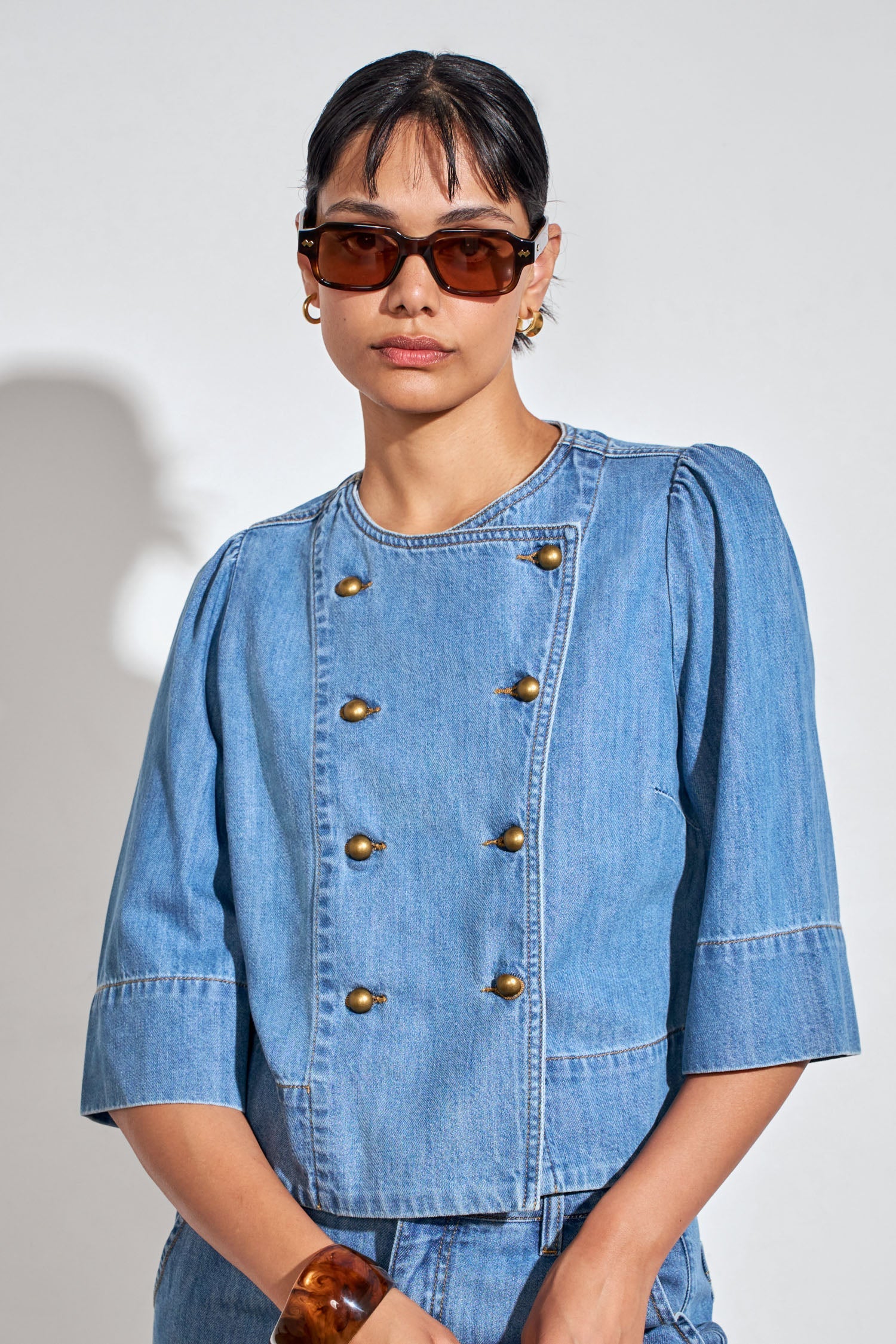 Plunge Jacket Mid Wash Denim