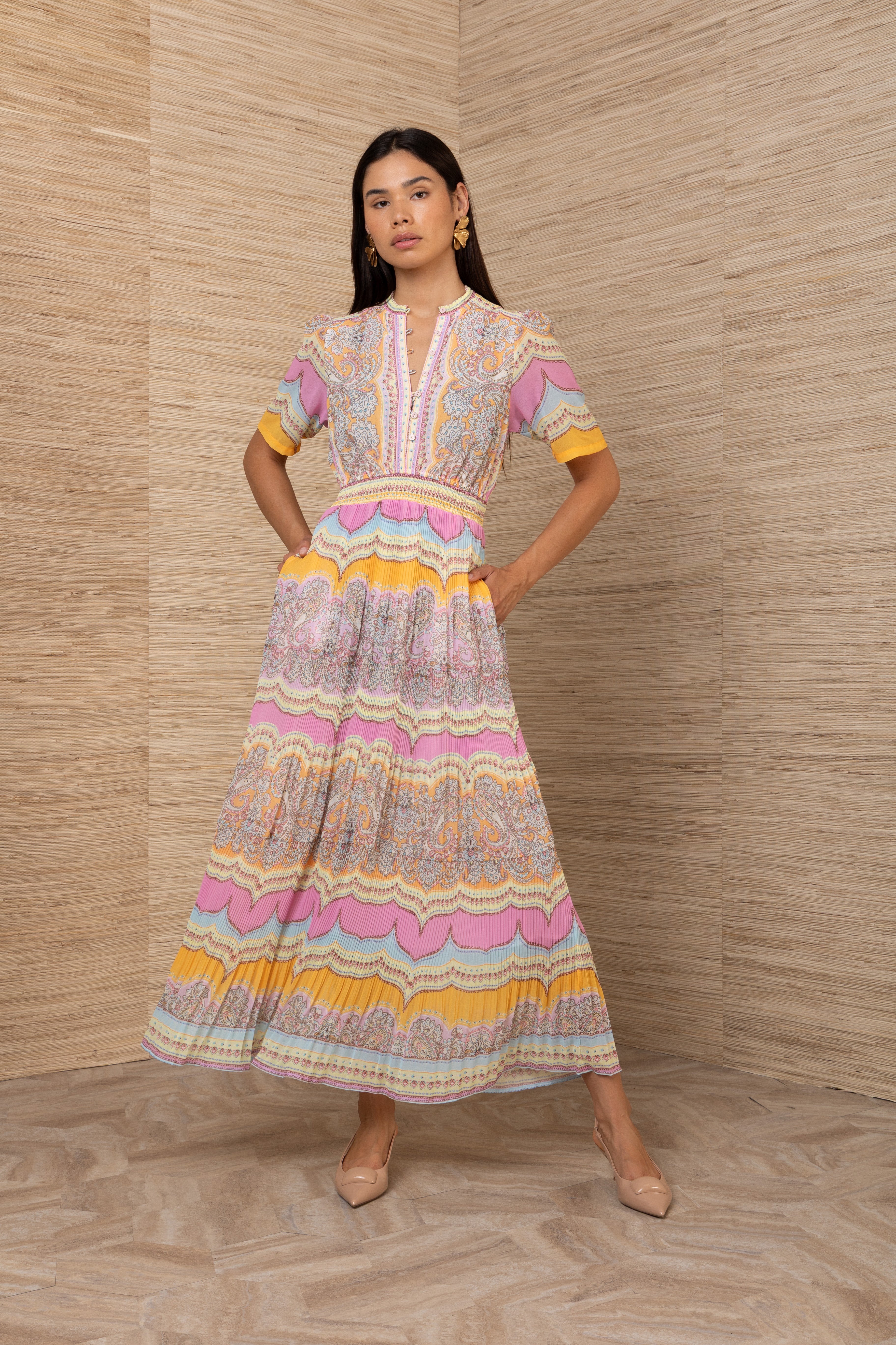 Vale Short Sleeve Maxi Dress Pink