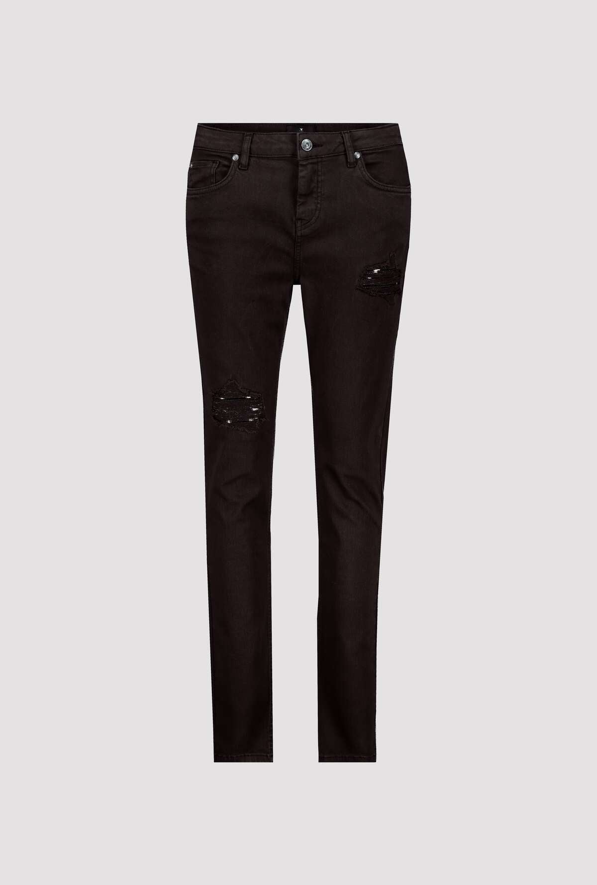 Destroyed Jeans with Sequins - Espresso