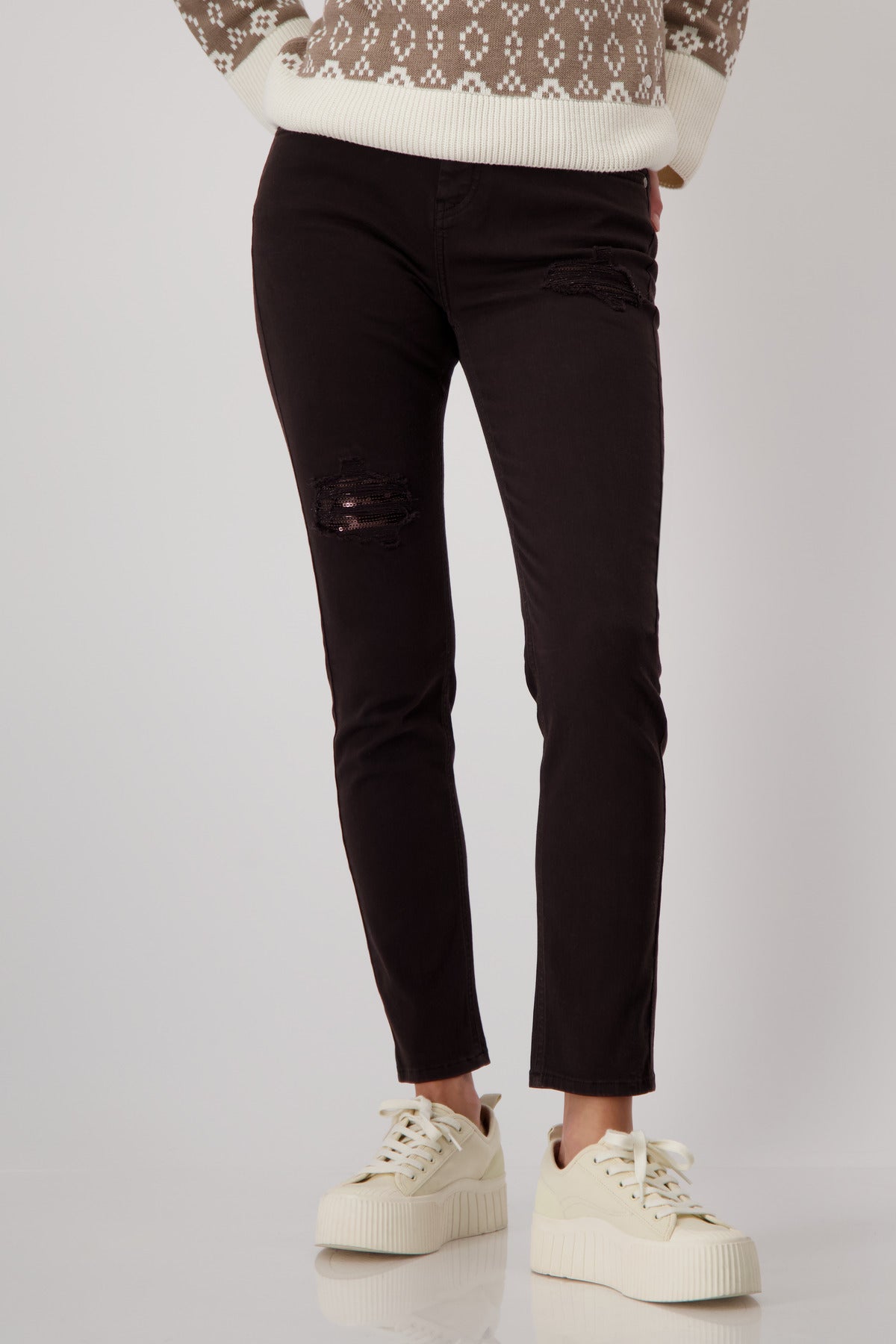 Destroyed Jeans with Sequins - Espresso