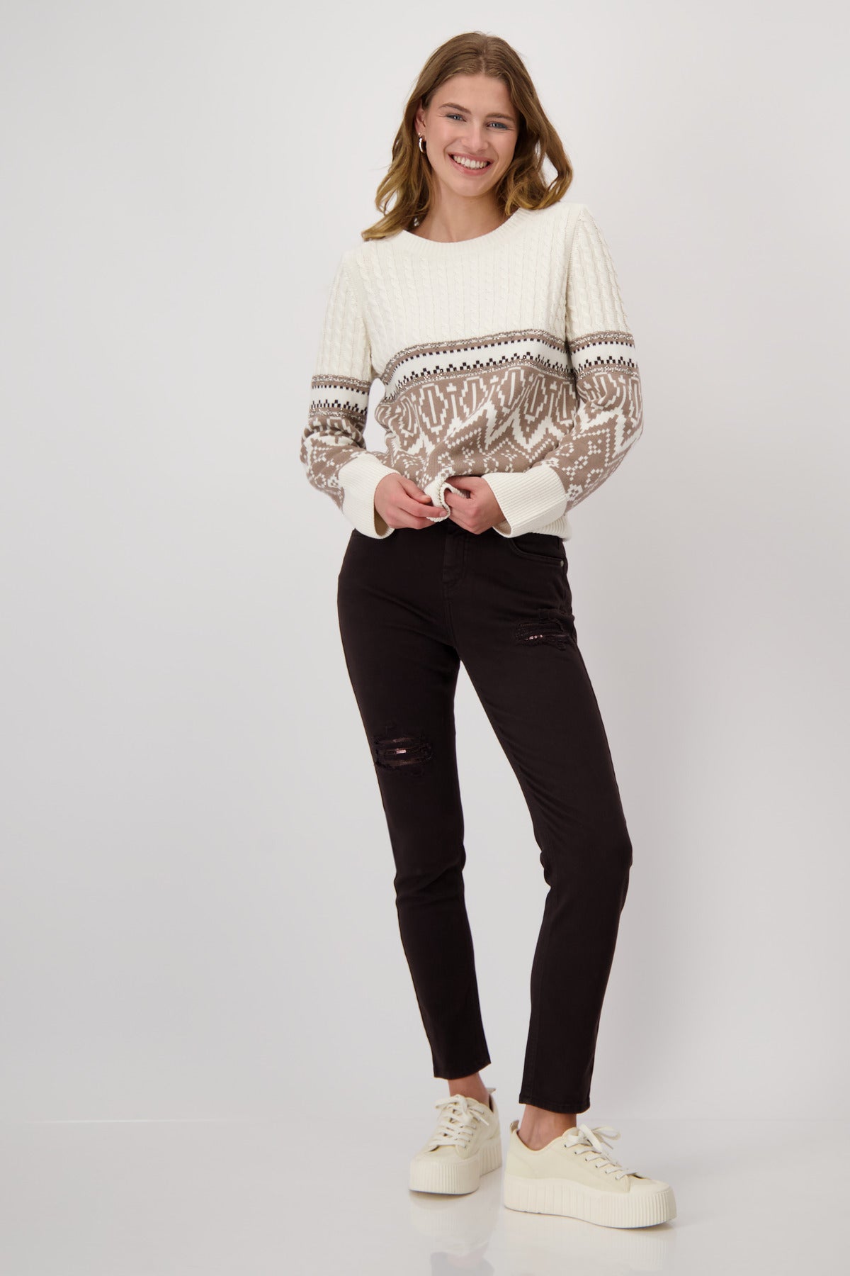 Destroyed Jeans with Sequins - Espresso