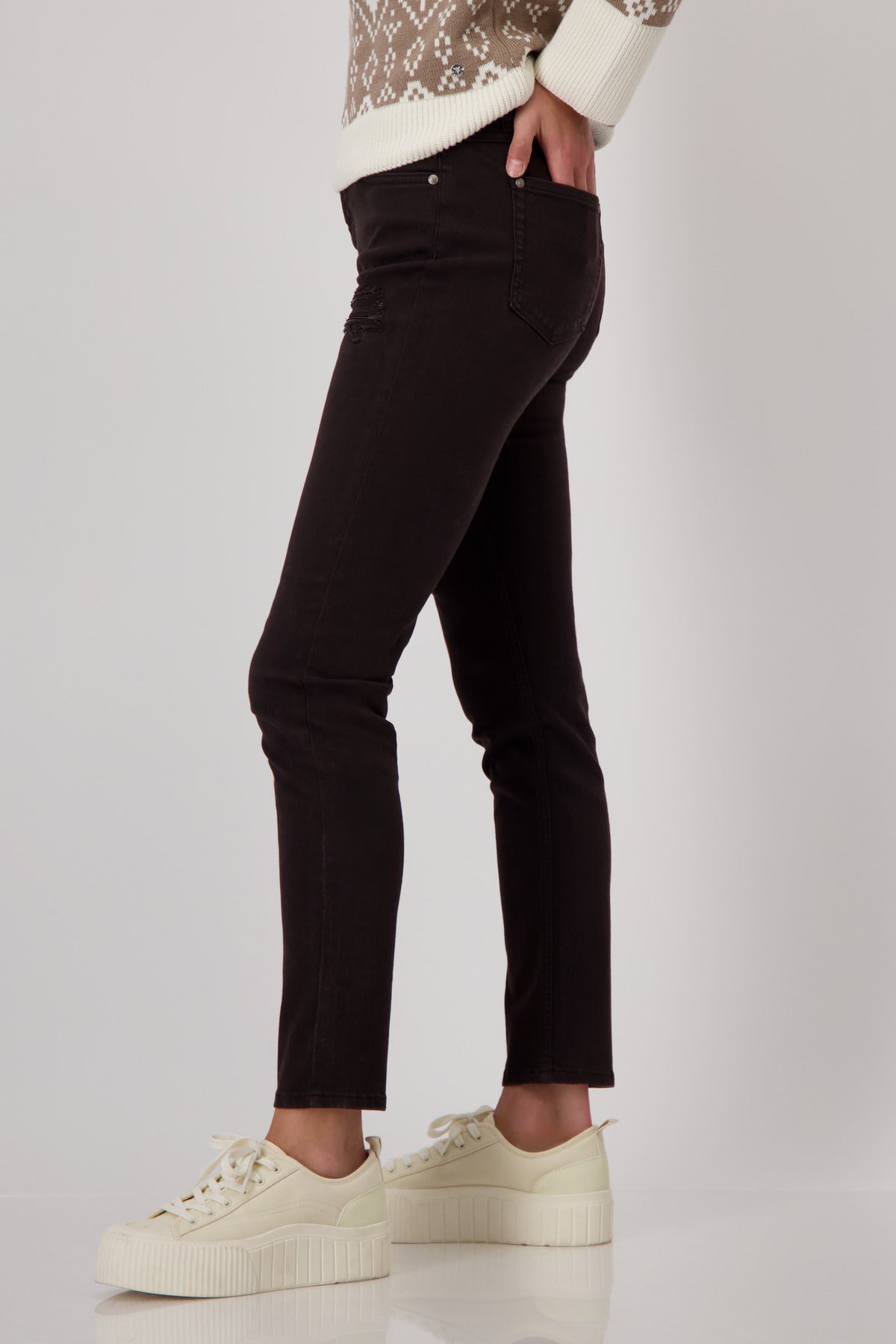 Destroyed Jeans with Sequins - Espresso