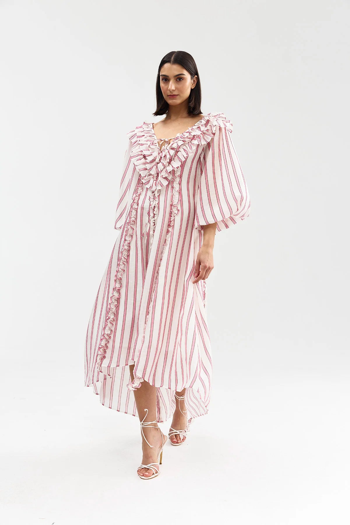 Long-Sleeve Bianca Dress Poppy Antique Stripe Pink