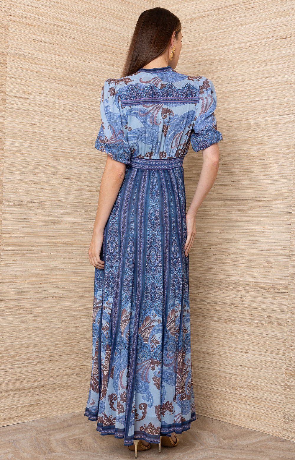 Liliosa Short Sleeve Long Dress Blue