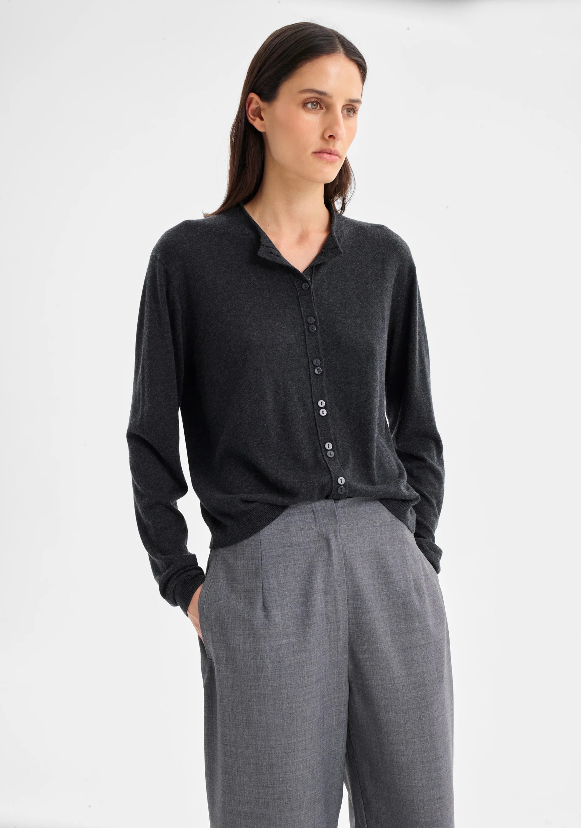 Margo Knit Cardigan Charcoal