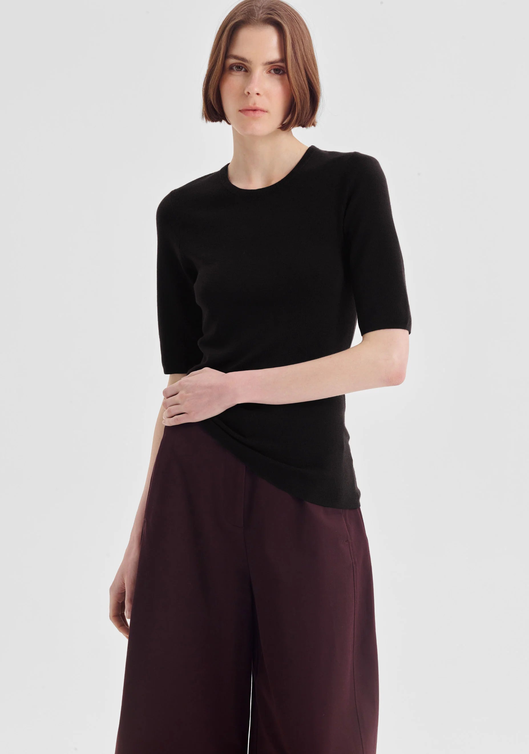 Talia Merino Knit Tee Black