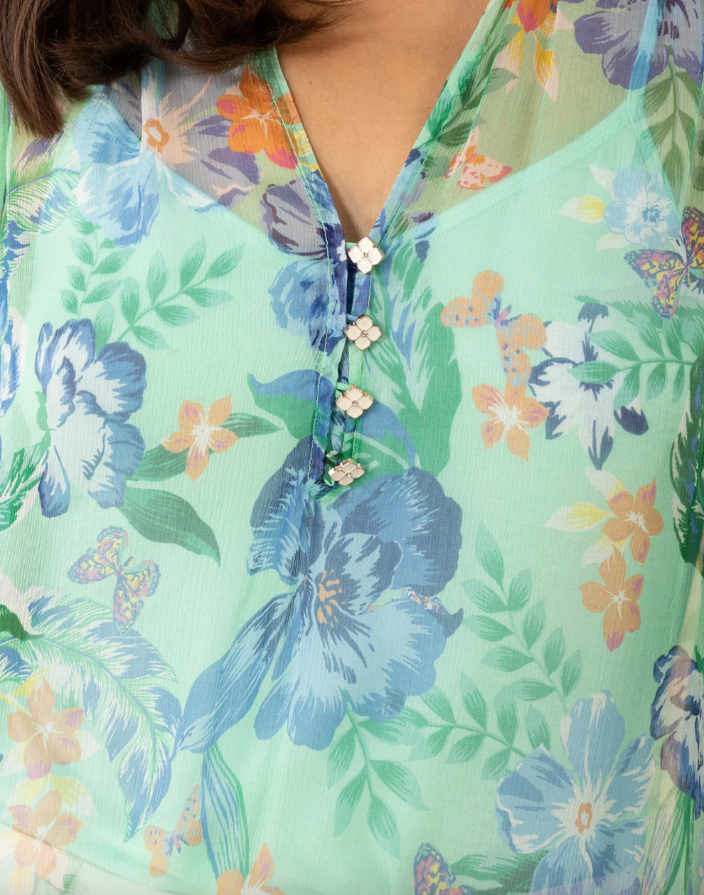 Noemi Crinkle Chiffon Top Mint Geen -