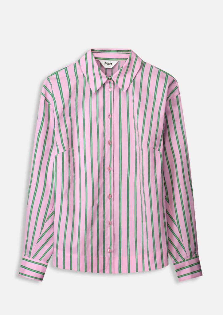 Stripe Poplin Rose Pink Blouse