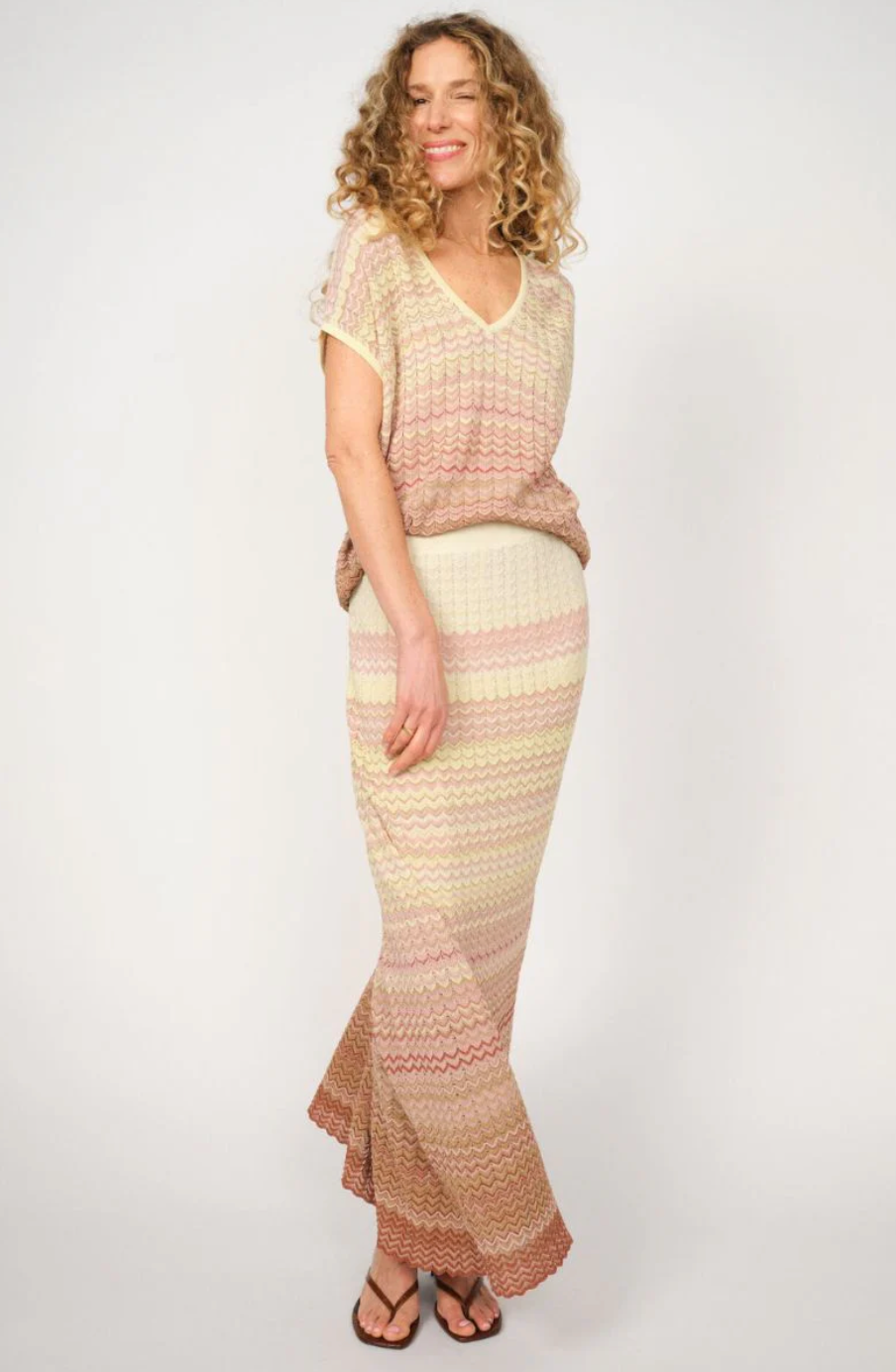 Shani Zig Zag V Neck Knit