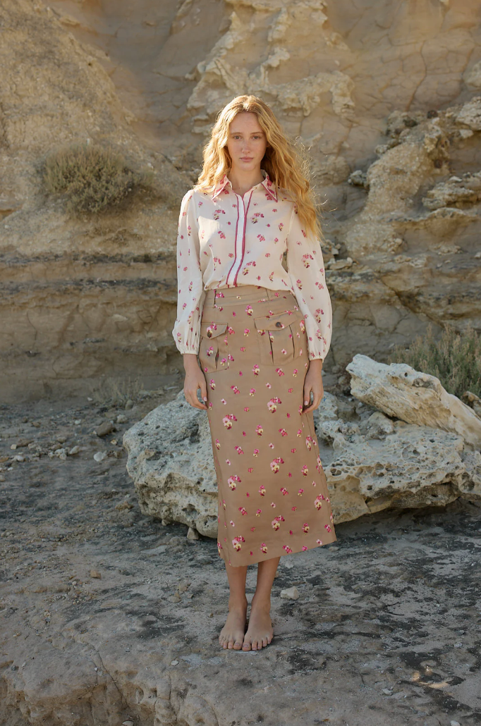 Lillian Skirt in Mocha Phalae