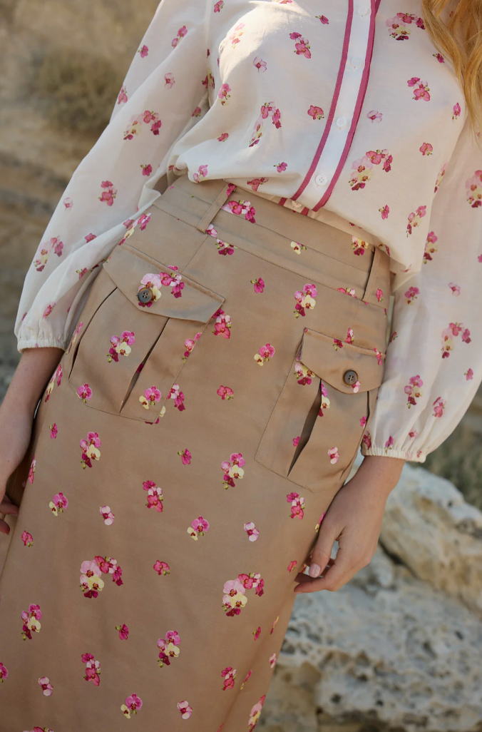 Lillian Skirt in Mocha Phalae