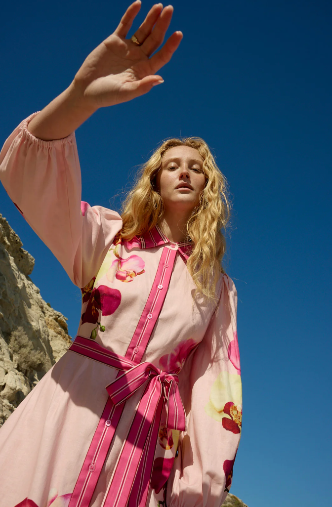 Lucille Dress in Icing Phalae