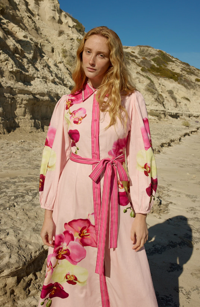 Lucille Dress in Icing Phalae