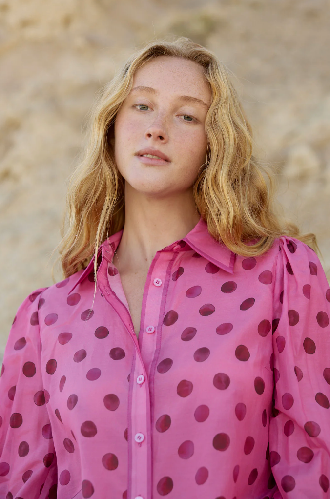 Vivian Blouse in Orchid Dot