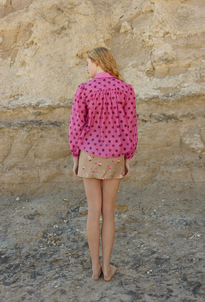 Vivian Blouse in Orchid Dot