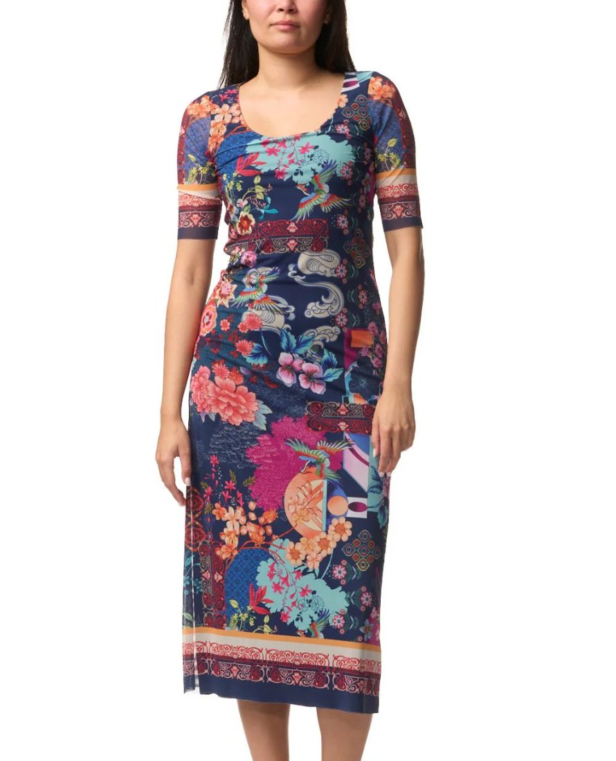 Maya Mesh Midi Dress - Creamer Blu