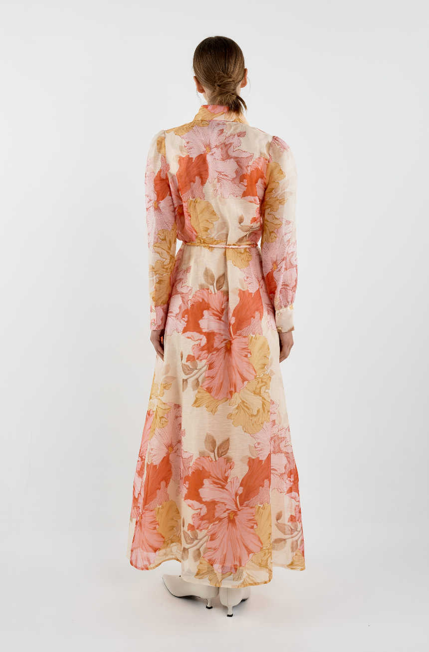 Julie Maxi Shirt Dress RD/PNK