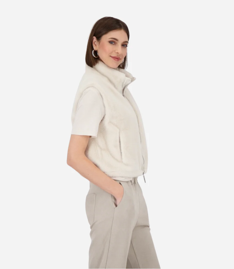 OAT MILK WAIST COAT FAKE FUR