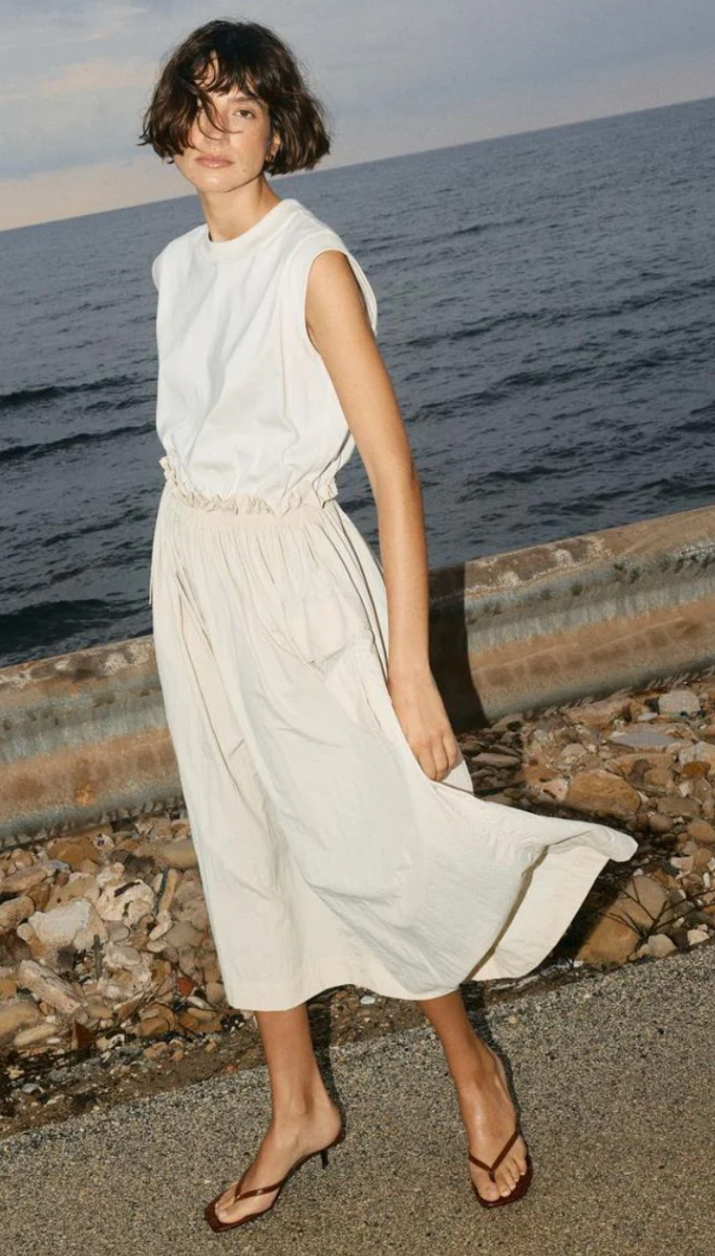 Sazha Mix Dress Ecru
