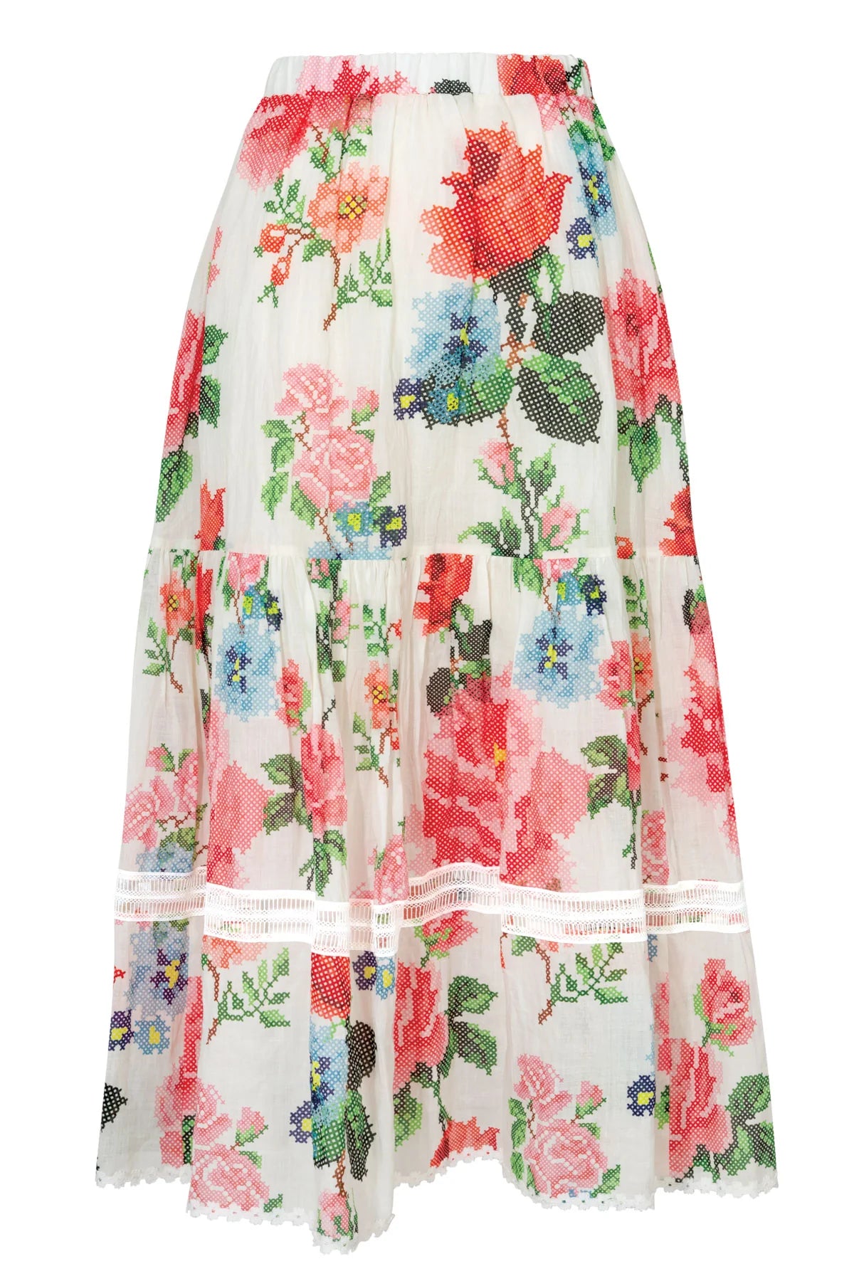 Add to Basket Skirt White Floral