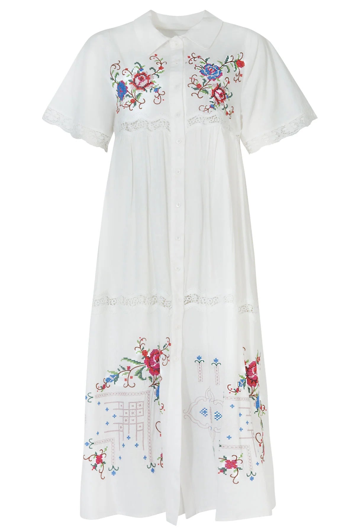 Ring a Ring a Posie Dress White