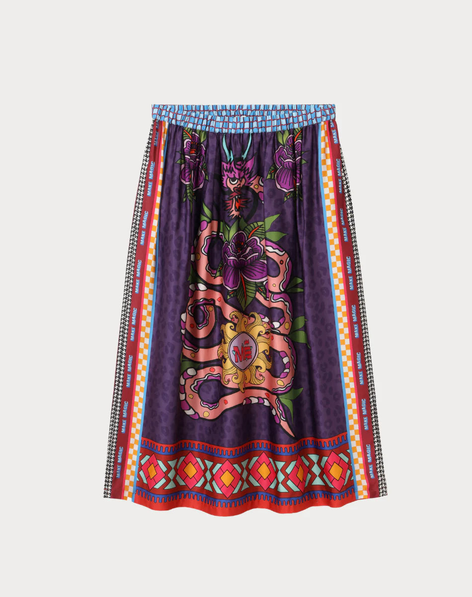 Vanessa Printed Midi Skirt Dragon