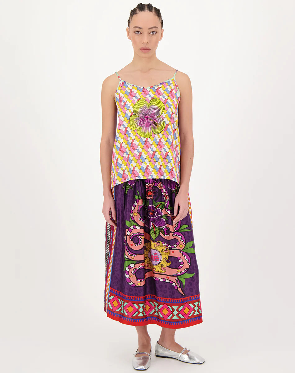 Vanessa Printed Midi Skirt Dragon