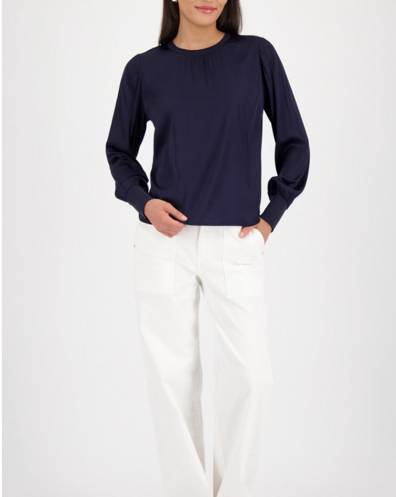Satin Blouse Navy