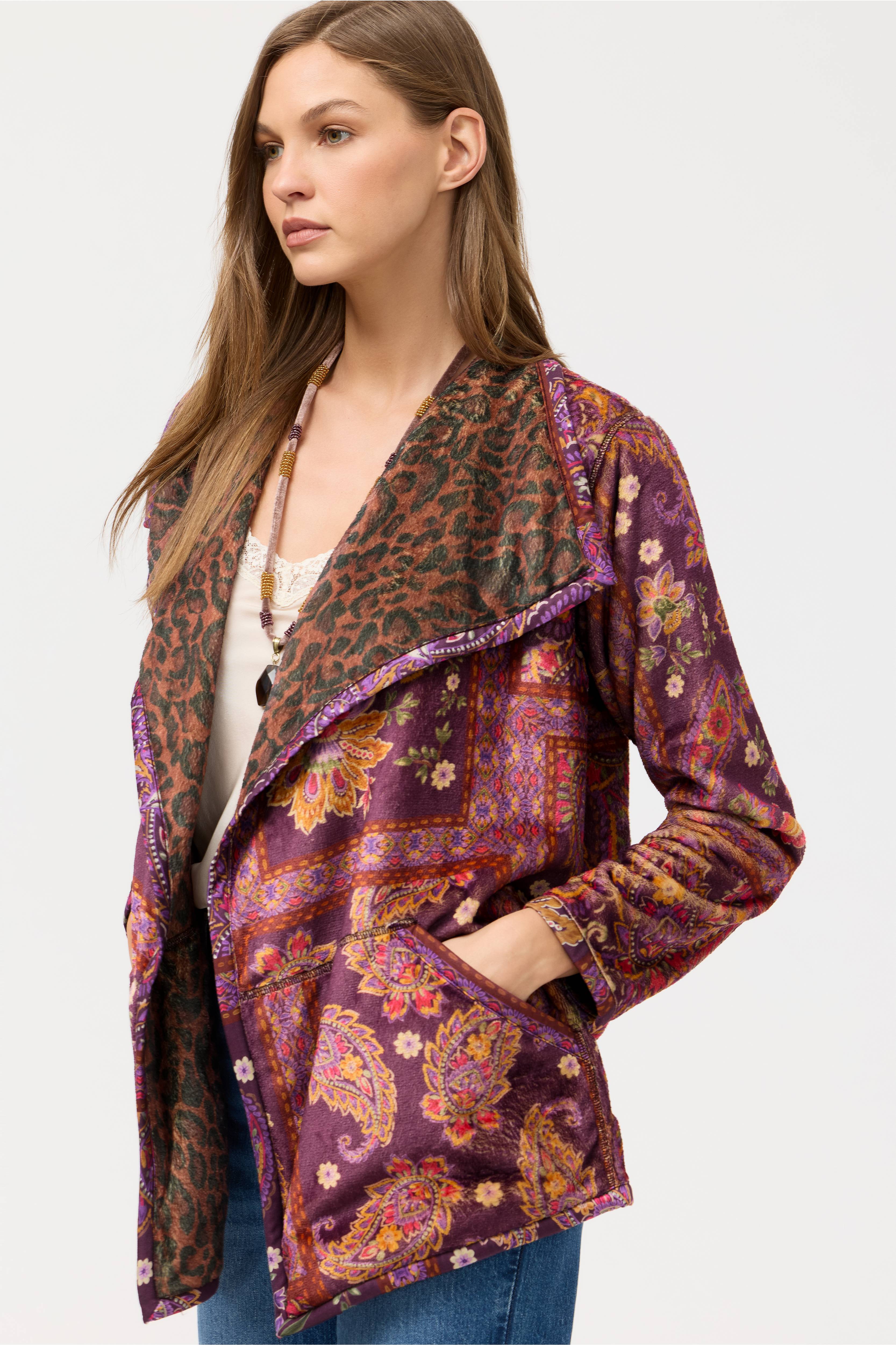 Joan Wrap Binded Sherpa Jacket Reverible - Domitila