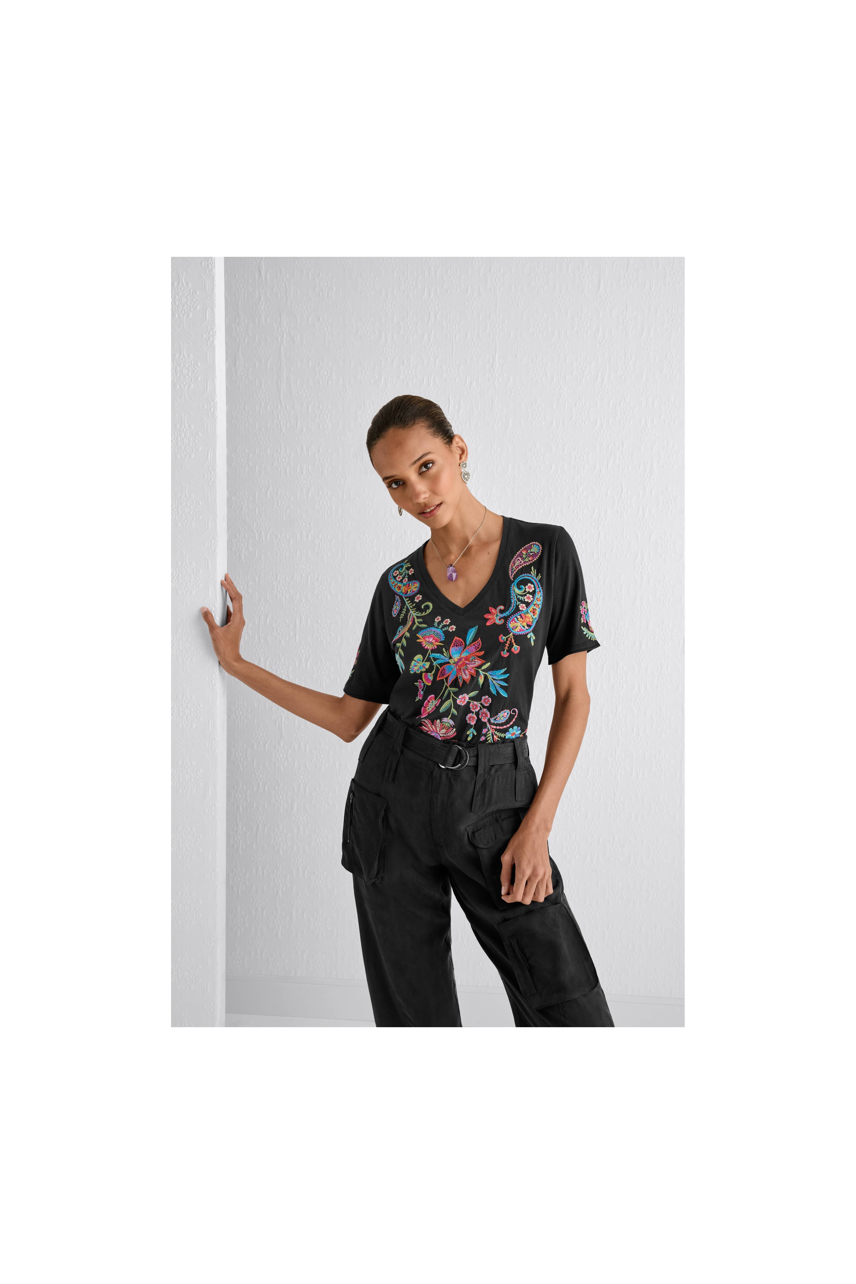 Raw Hem V Neck Tee Karime
