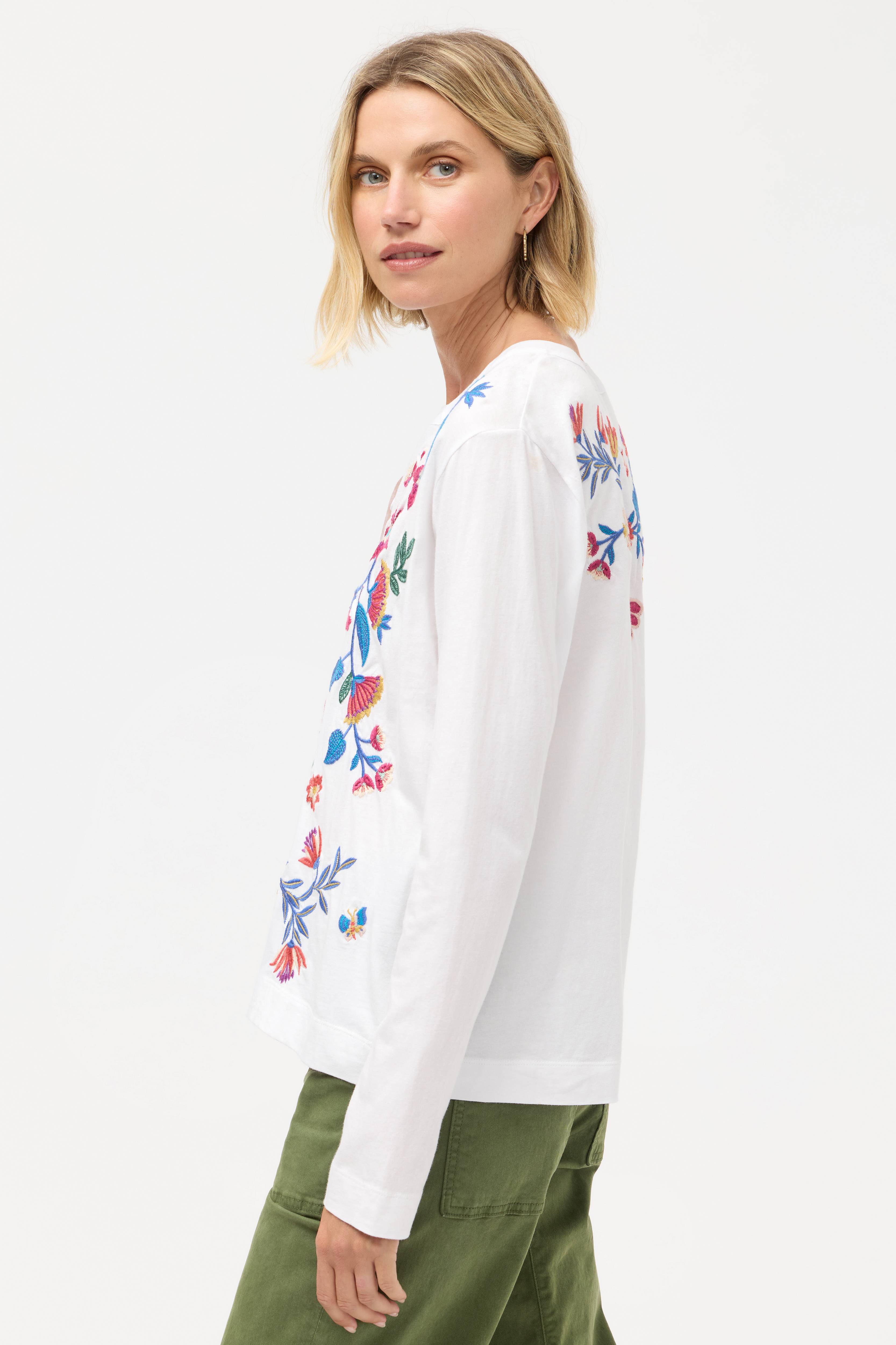 Mixed Media Henley T-Shirt - Elizabeth