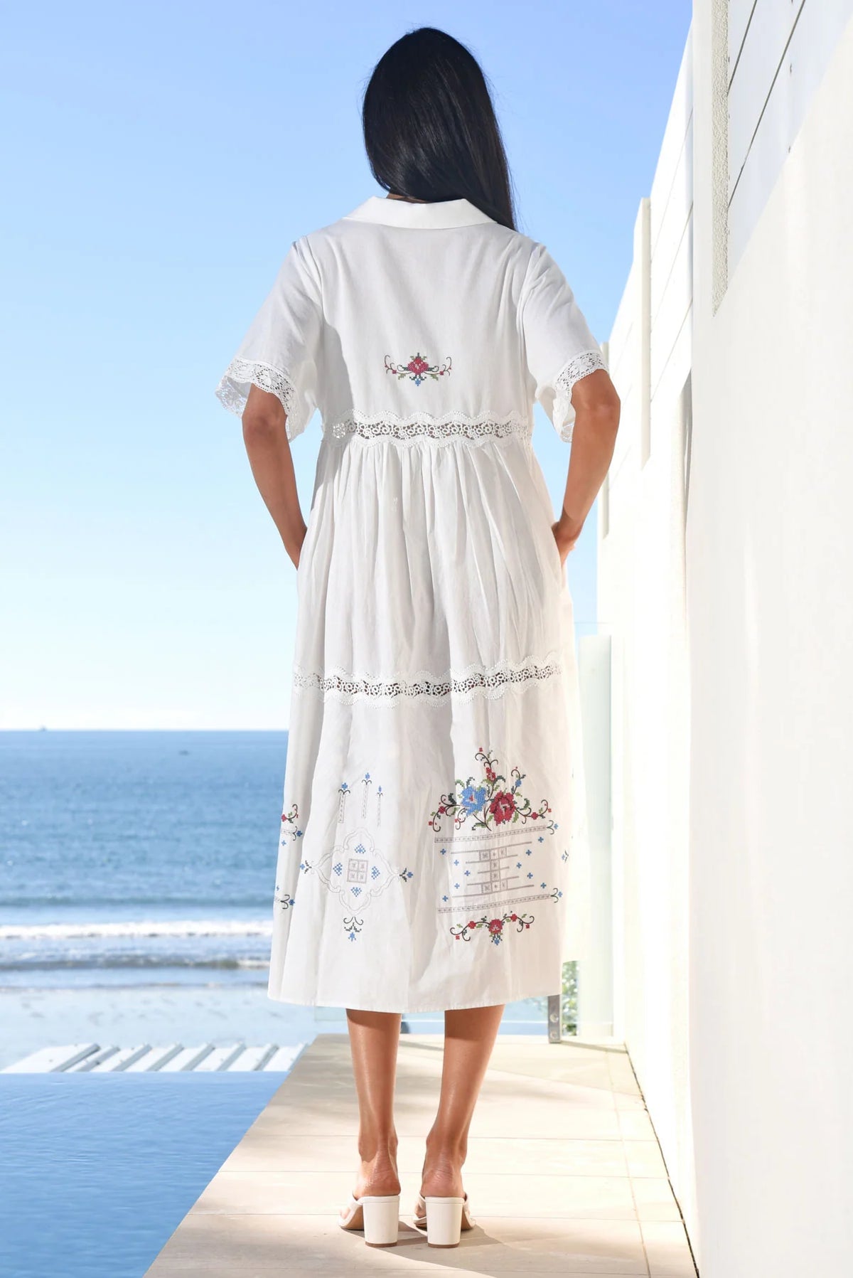 Ring a Ring a Posie Dress White