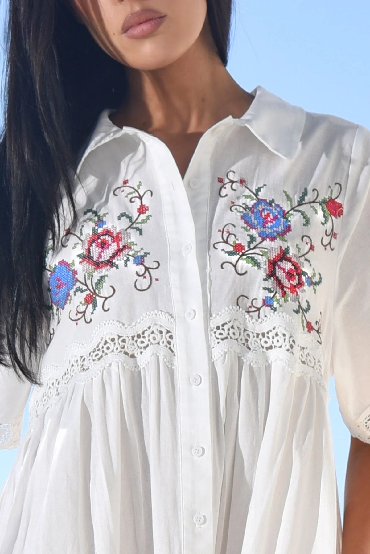 Ring a Ring a Posie Dress White