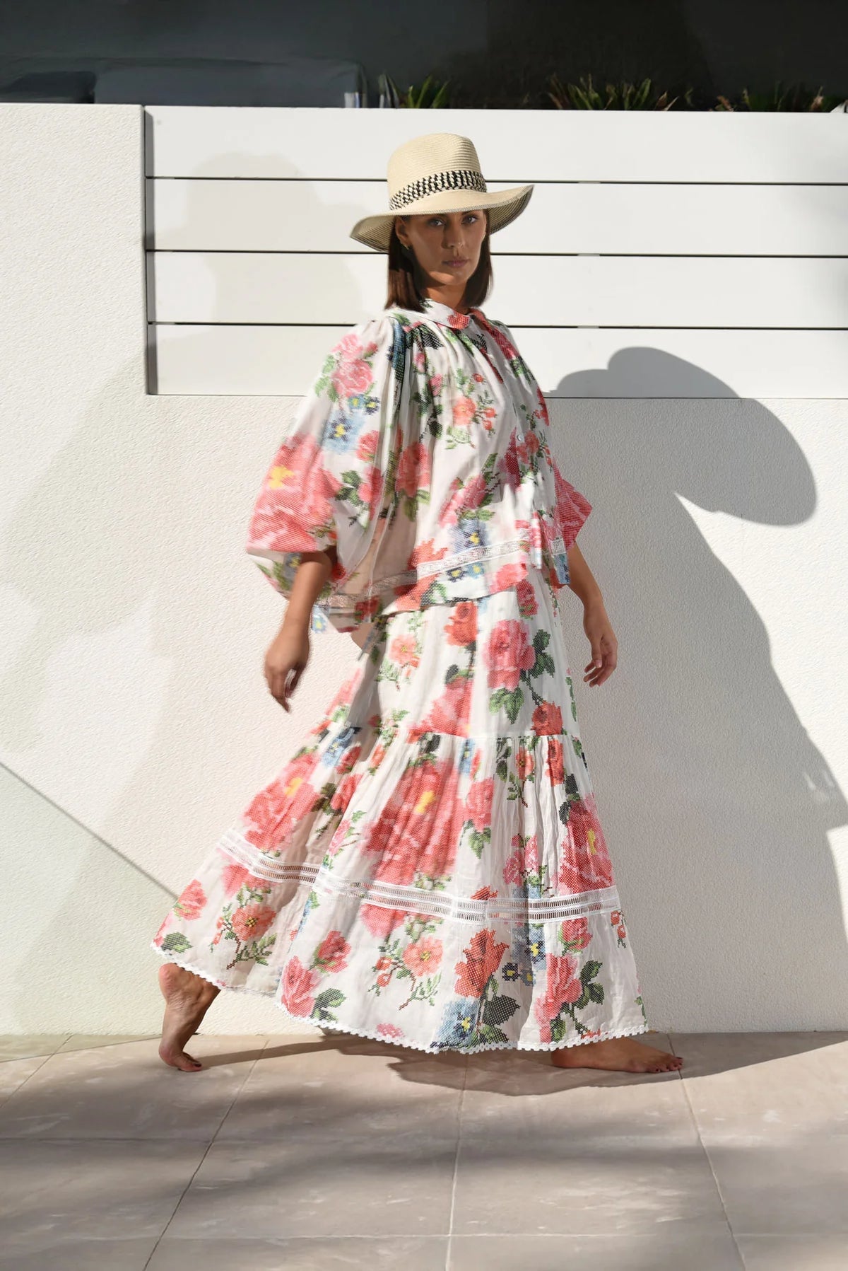 Add to Basket Skirt White Floral