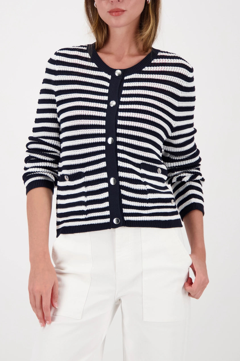 Striped Cardigan Jacket Navy