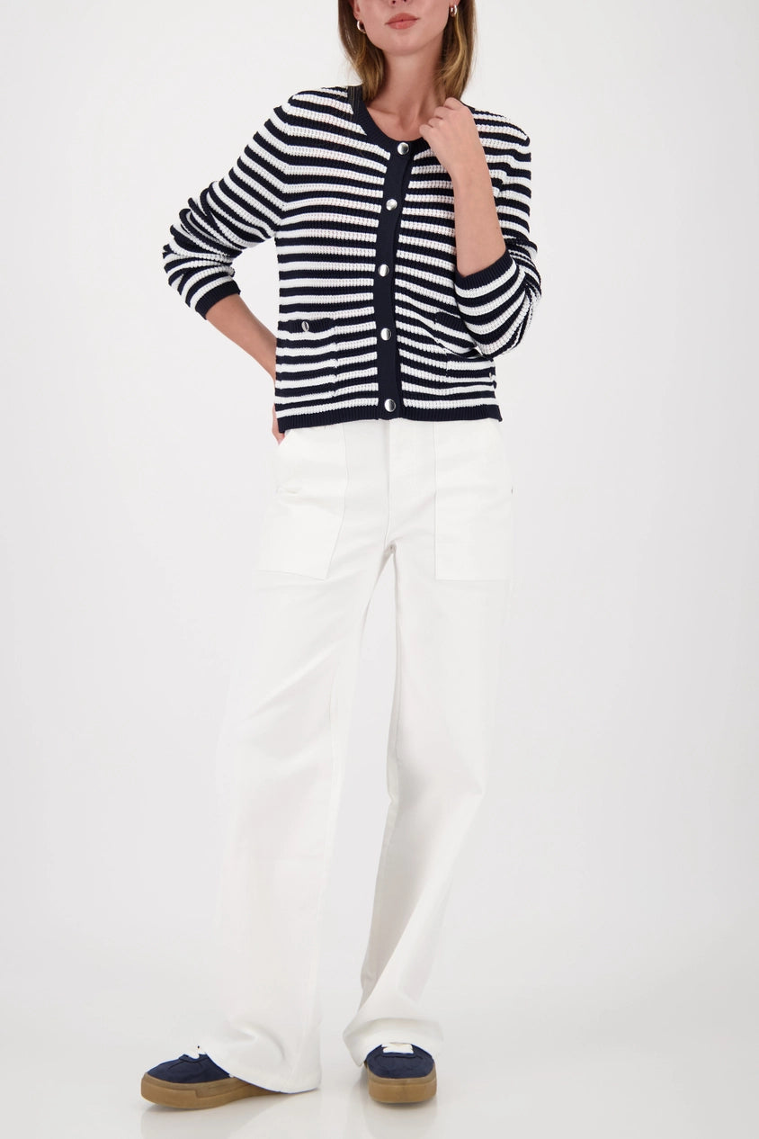 Striped Cardigan Jacket Navy